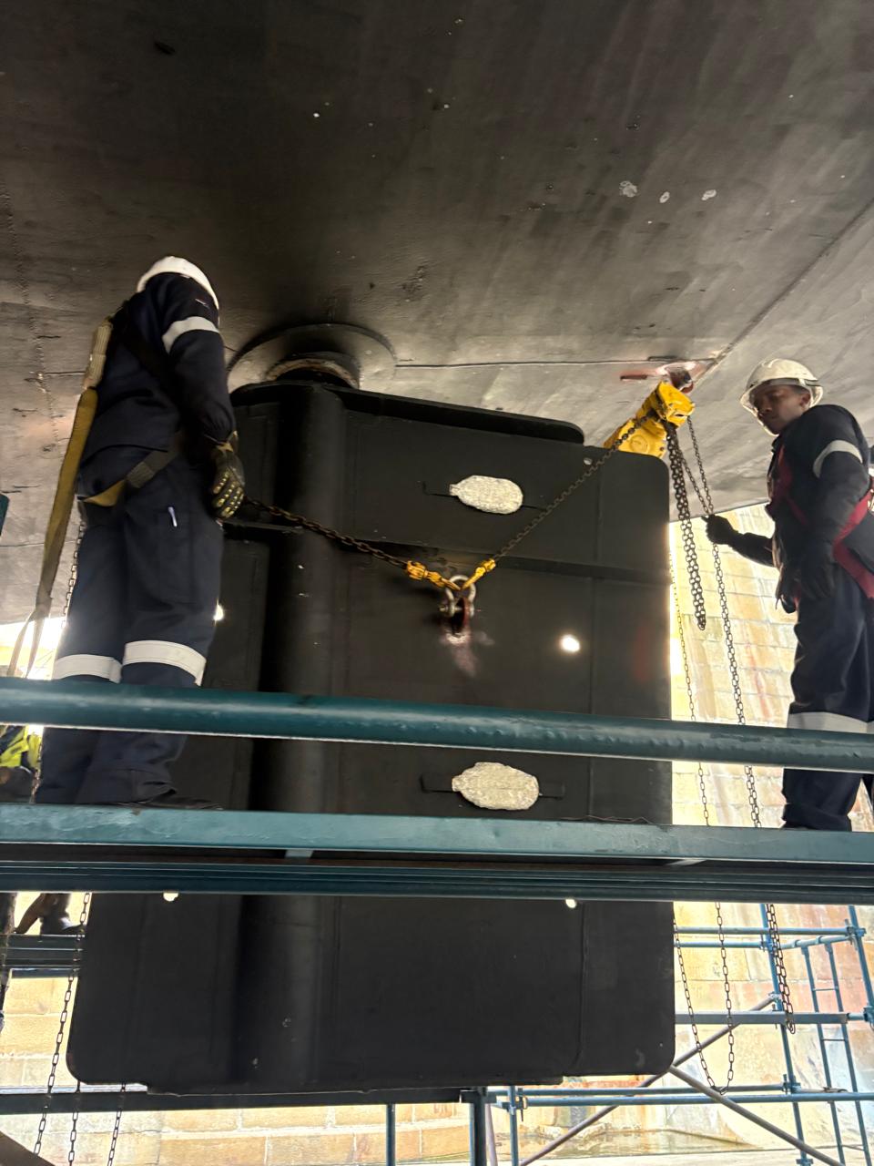 Specialist propulsion work during a confidential yacht project