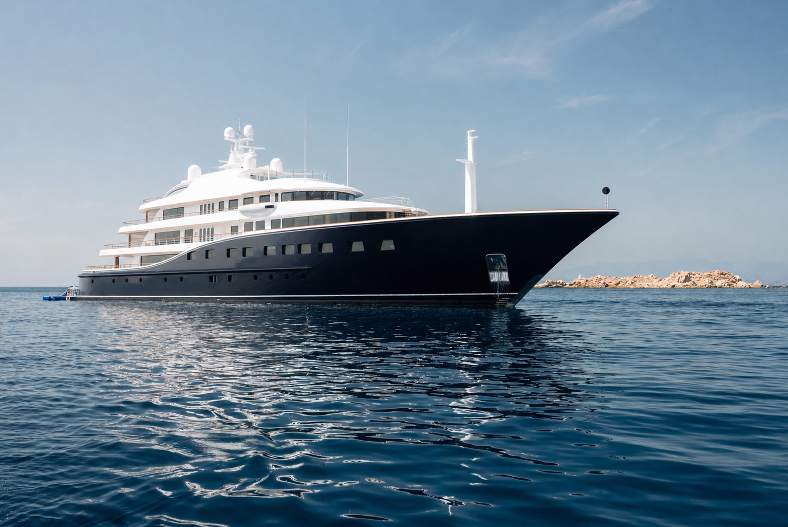 Large superyacht prepared for technical support